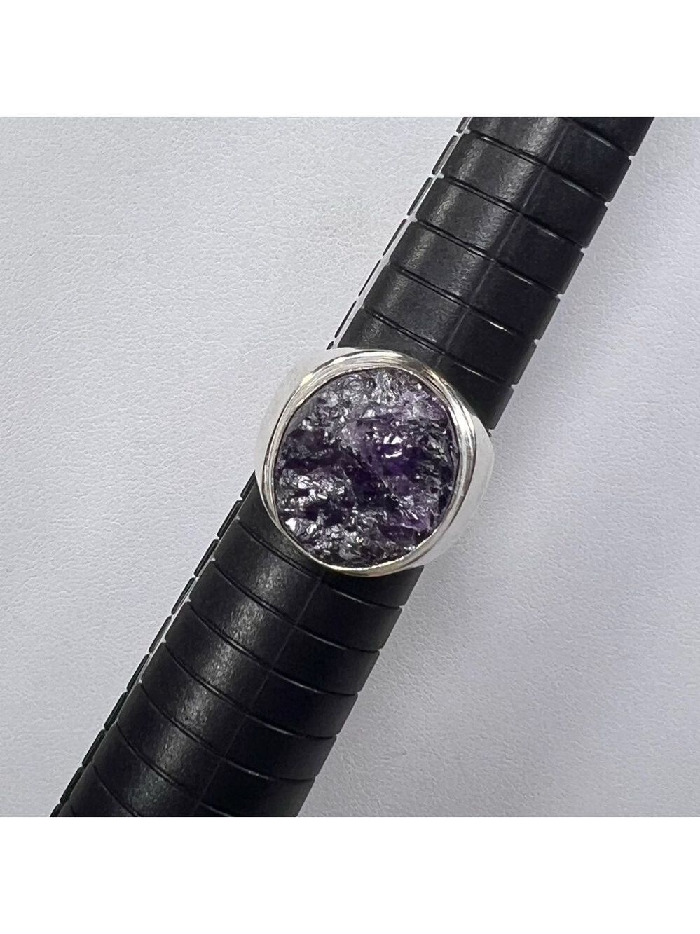 Rough Amethyst 925 Gemstone Ring size 8.5